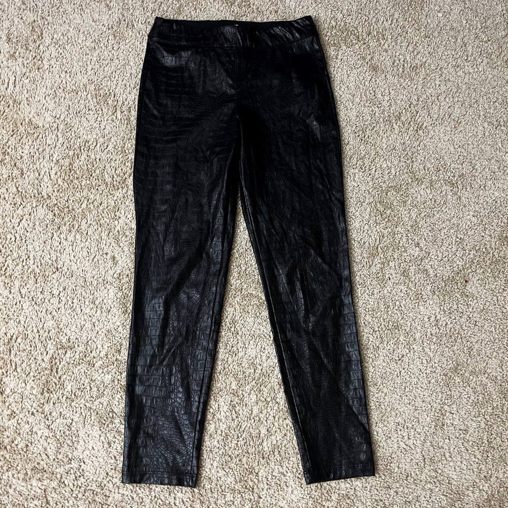 Max Studio croc faux leather straight leg pants party grunge corpgoth fall goth